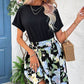 Women's Two-Tone Round Neck Cuffed Sleeve Dress