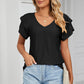 Eyelet V-Neck Short Sleeve T-Shirt
