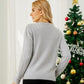 Winter Themed Round Neck Long Sleeve Sweater