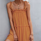 Women's Tie-Shoulder Frill Trim Sleeveless Dress