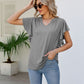 Women's JAYLEEN Full Size Notched Neck Flutter Sleeve Tee