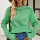 Malibu Dreams Round Neck Openwork Long Sleeve Pullover Sweater