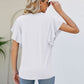 Women's JAYLEEN Full Size Notched Neck Flutter Sleeve Tee