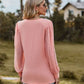 Swiss Dot V-Neck Long Sleeve Blouse