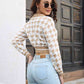 KnittedEmporium Houndstooth Johnny Collar Cropped Sweater