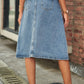 Full Size Button Front A-Line Denim Skirt