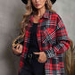 Plaid Collared Neck Button Up Jacket with Pockets