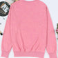 CHRISTMAS THEMED Sequin Candy Cane Round Neck Slit Sweatshirt