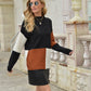 Color Block Round Neck Dropped Shoulder Sweater