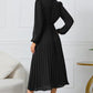 Full Size V-Neck Long Sleeve Tie Waist Midi Dress