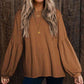 Round Neck Long Sleeve Ruched Blouse