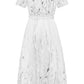 Sequin Leaf Embroidery Tie Front Short Sleeve Dress