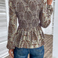 Smocked Printed Balloon Sleeve Blouse