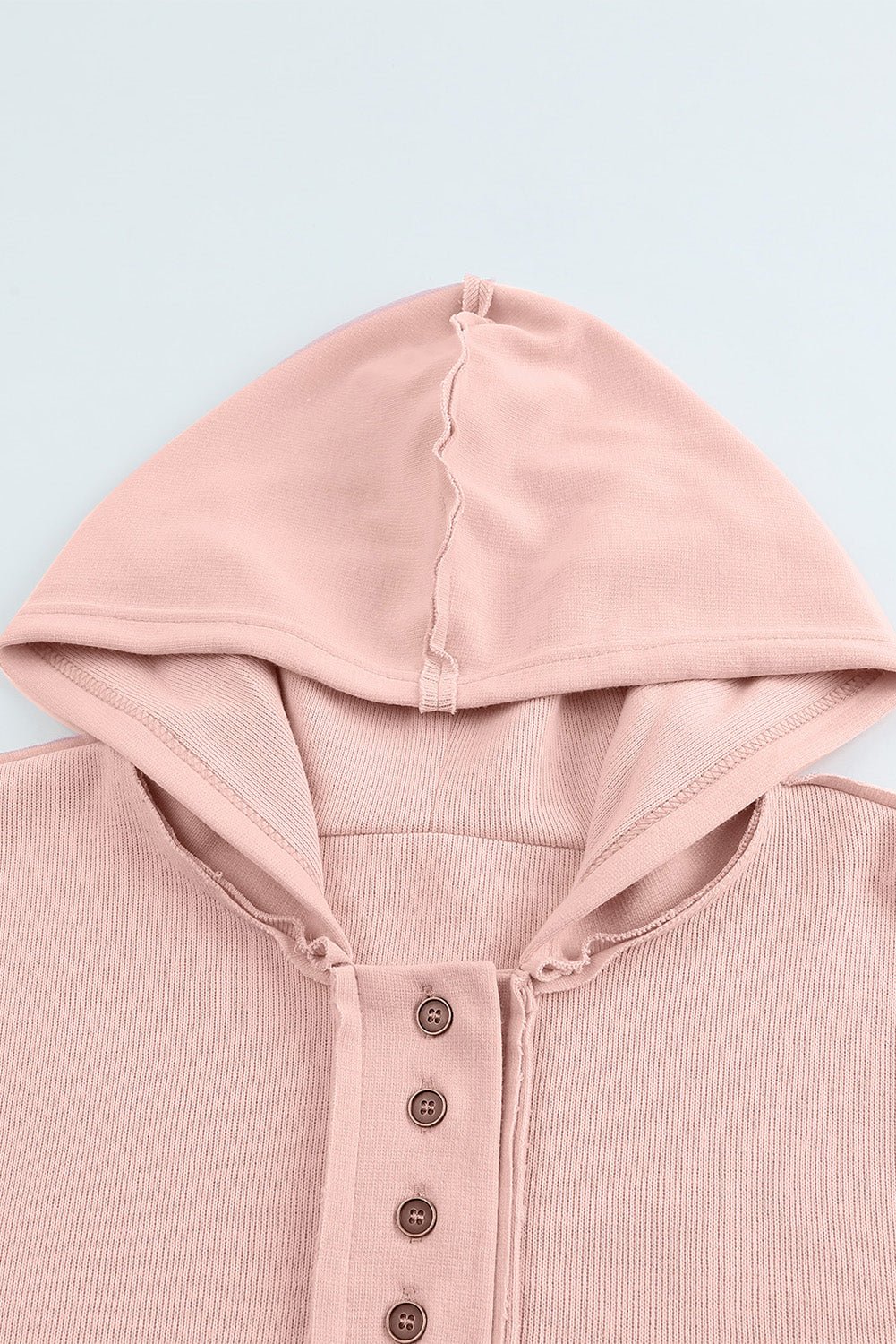 Malibu Dreams Quarter-Button Exposed Seam Dropped Shoulder Hoodie