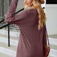 Slit V-Neck Long Sleeve T-Shirt