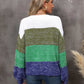 Hannah&Mea Color Block Round Neck Dropped Shoulder Sweater