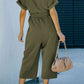 DuskJumpers Tie-Waist Buttoned Cropped Jumpsuit