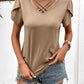 Malibu Dreams Women's Strappy V-Neck Petal Sleeve Top