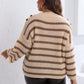 Plus Size Striped Dropped Shoulder Sweater