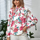 Printed Tie Neck Long Sleeve Blouse