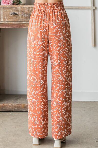 Heimish Full Size Printed Tied Straight Casual Pants *