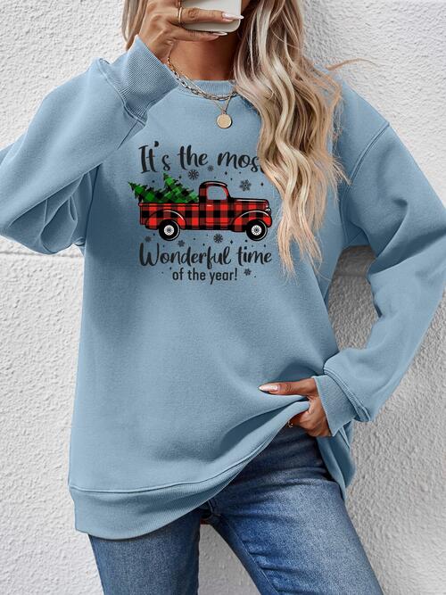 CHRISTMAS THEMED Graphic Round Neck Long Sleeve Sweatshirt