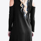 Women's Full Size Cold-Shoulder Long Sleeve Round Neck Dress