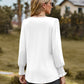 Full Size Puff Sleeve Pleated Blouse