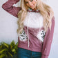 Leopard Long Sleeve Drawstring Hoodie