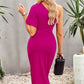Ruched One-Shoulder Tulip Hem Midi Dress