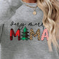Christmas Themed VERY MERRY MAMA Letter Graphic Round Neck Long Sleeve Sweatshirt