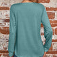 Ruched Square Neck Long Sleeve T-Shirt