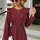 Ruffled Round Neck Balloon Sleeve Blouse