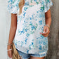 Printed Ruffled Mock Neck Blouse