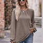 Long Flounce Sleeve Round Neck Blouse