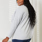 Double Take Light Gray Full Size Seam Detail Round Neck Long Sleeve Top