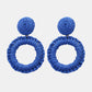 Round Shape Raffia Grass Dangle Earrings