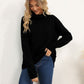 Slit Turtleneck Dropped Shoulder Sweater