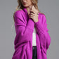 One Size Dolman Sleeve Open Front Ribbed Trim Longline Cardigan