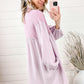 Buttoned Collared Neck Dropped Shoulder Mini Dress