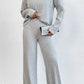 Mock Neck Dropped Shoulder Top and Pants Set