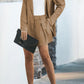 HANNAH MEA Full Size Longline Blazer and Shorts Set with Pockets