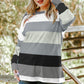 Plus Size Striped Slit Long Sleeve T-Shirt