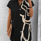Printed Notched Short Sleeve Dress