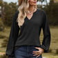 Full Size Notched Neck Raglan Sleeve Blouse