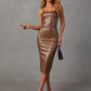 Sophia PU Slit Midi Dress