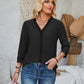 Lace Detail V-Neck Three-Quarter Sleeve Blouse