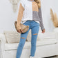 Pretty Mix Cable-Knit Openwork Round Neck Color Block Sweater 🦋