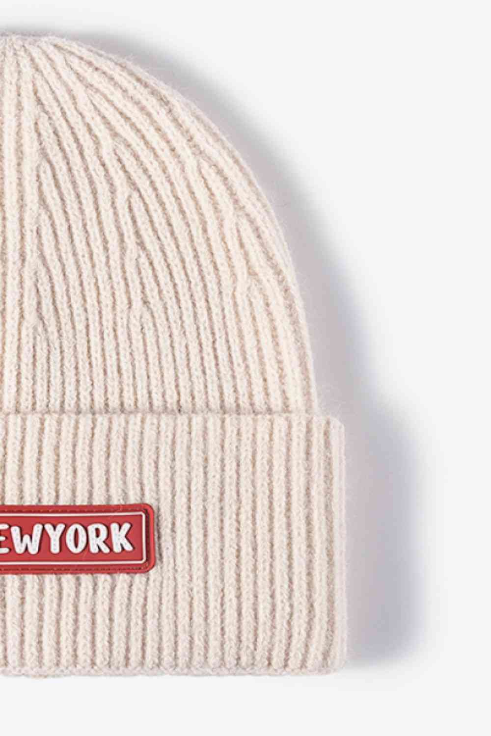 BeanieHatz NEW YORK Patch Rib-Knit Cuffed Beanie