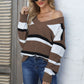 Color Block V-Neck Dropped Shoulder Sweater
